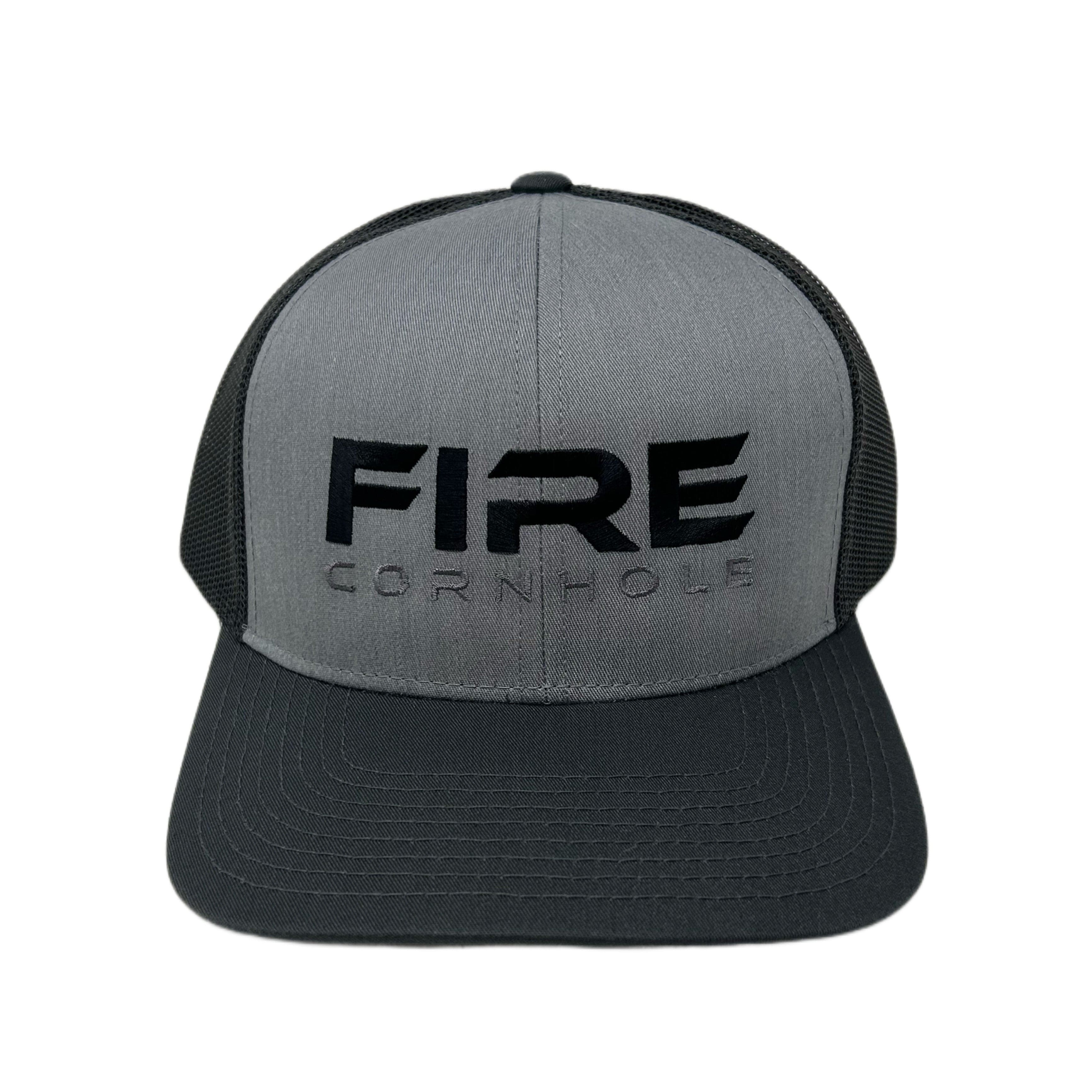 Fire Cornhole Graphite Logo Hat