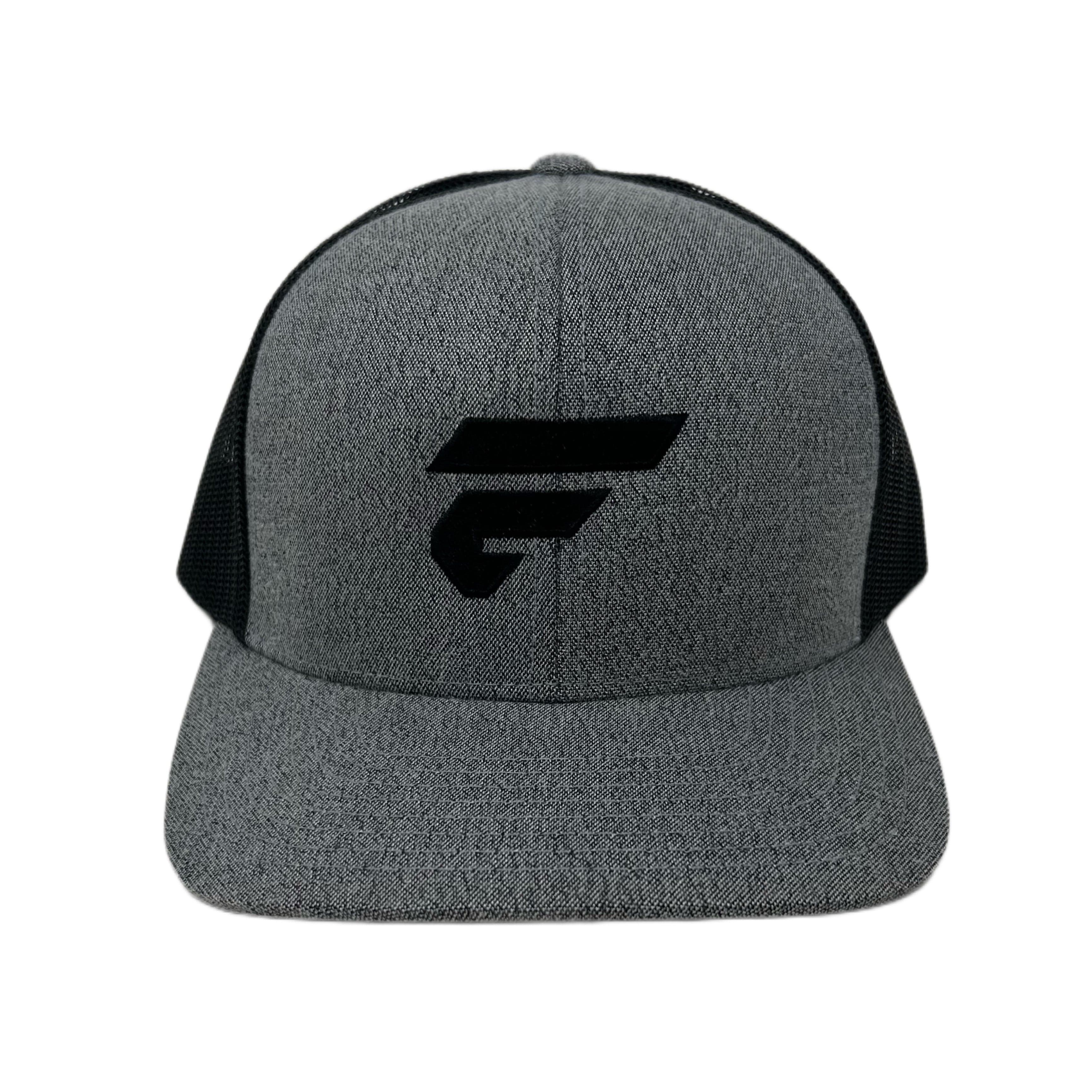 Fire Cornhole Grey Heather/Black Back Fitted Hat with Black Fire Cornhole Logo
