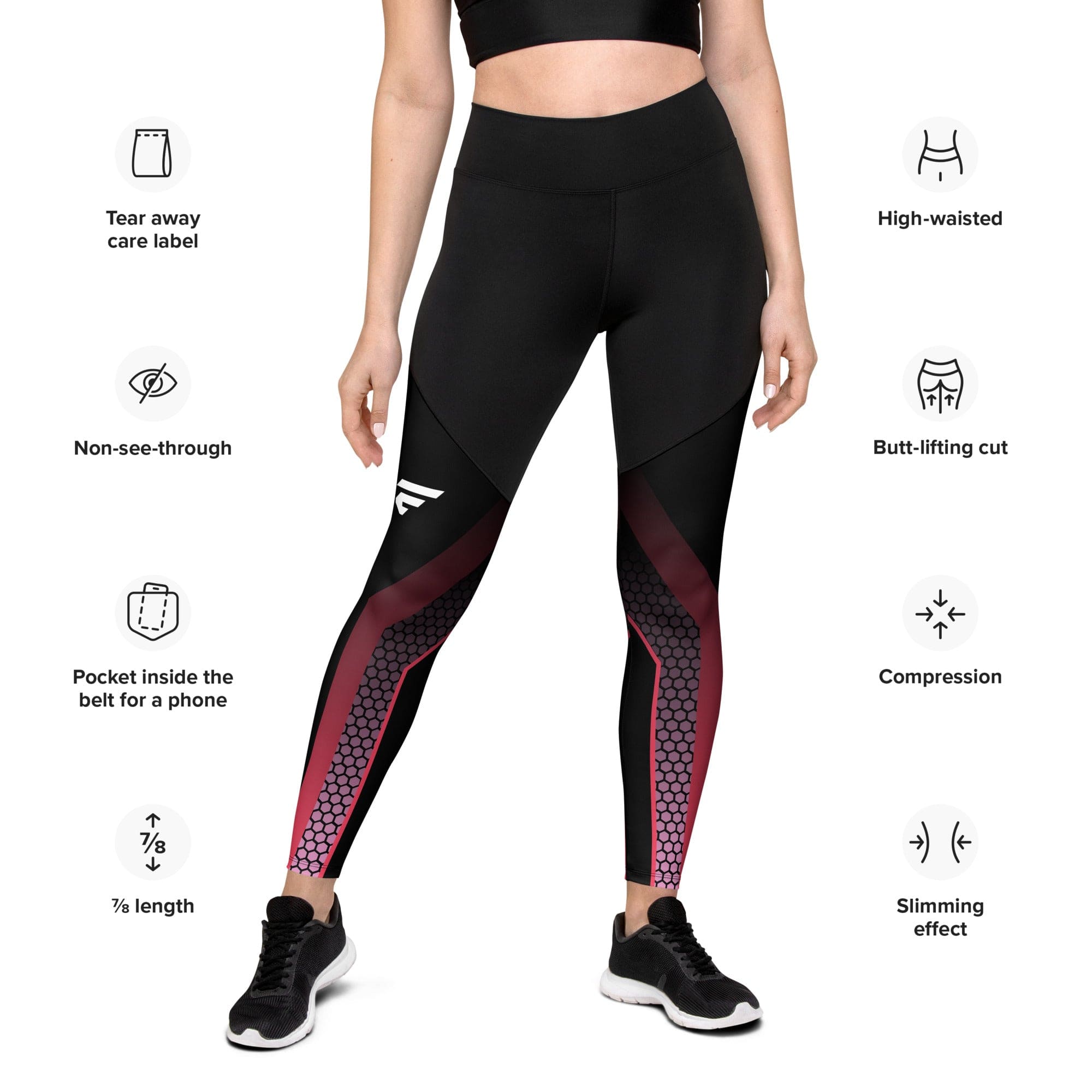 crossover leggings with pockets - black