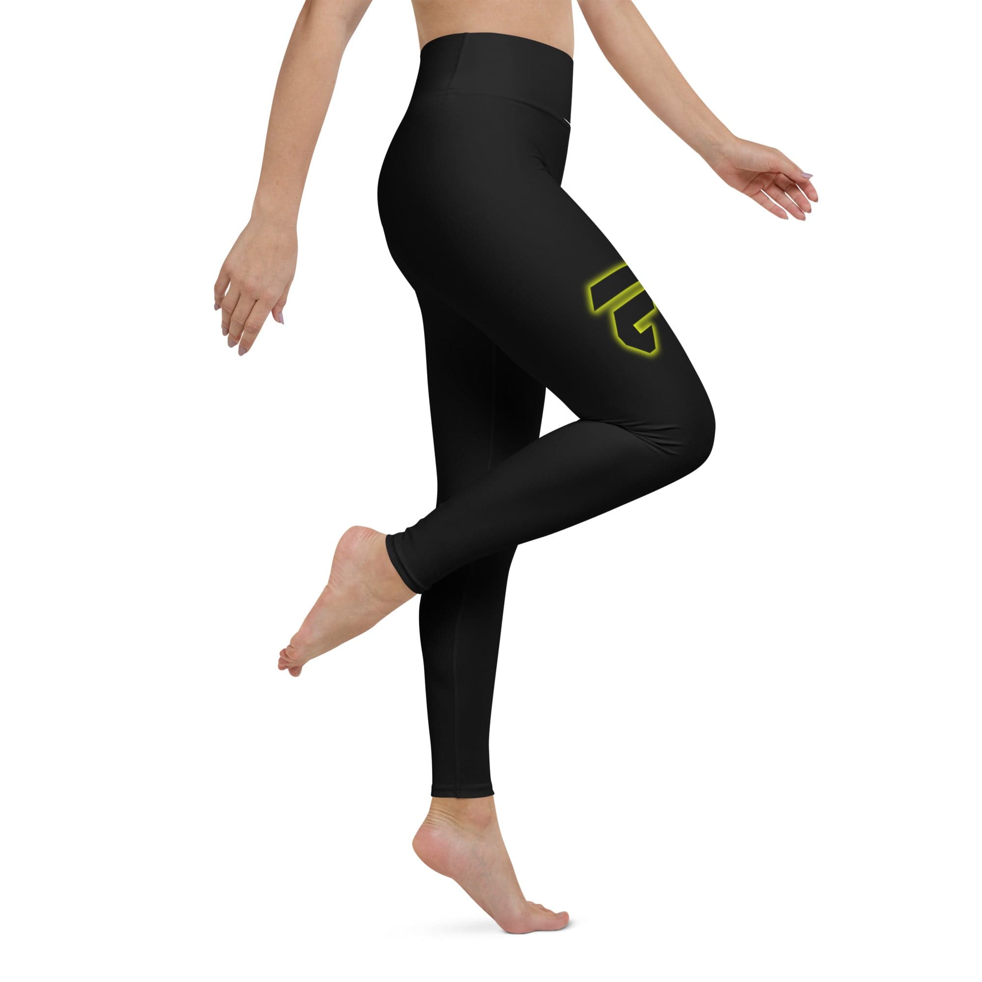 Fire Cornhole Black- Yellow Outline Leggings