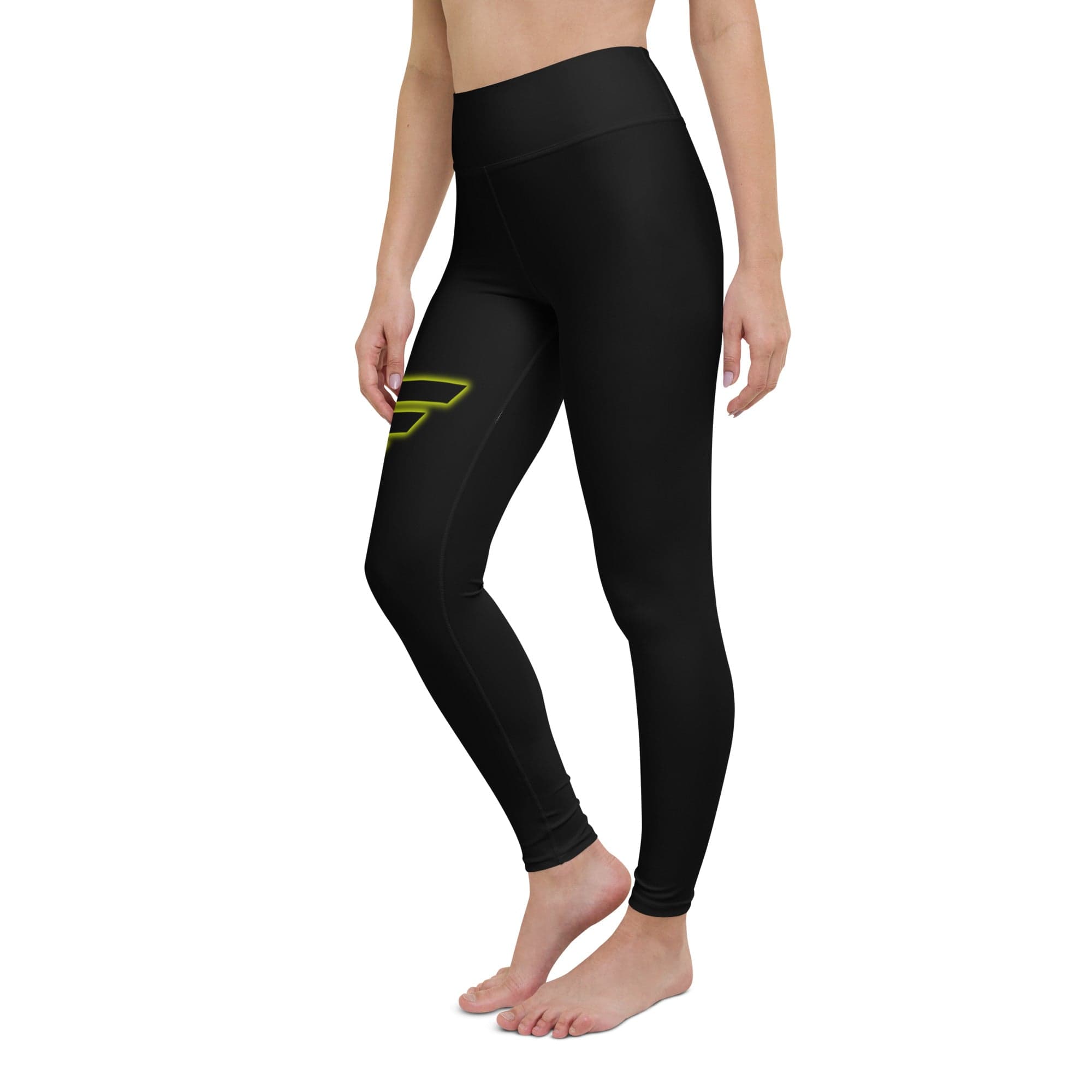 Fire Cornhole Black- Yellow Outline Leggings