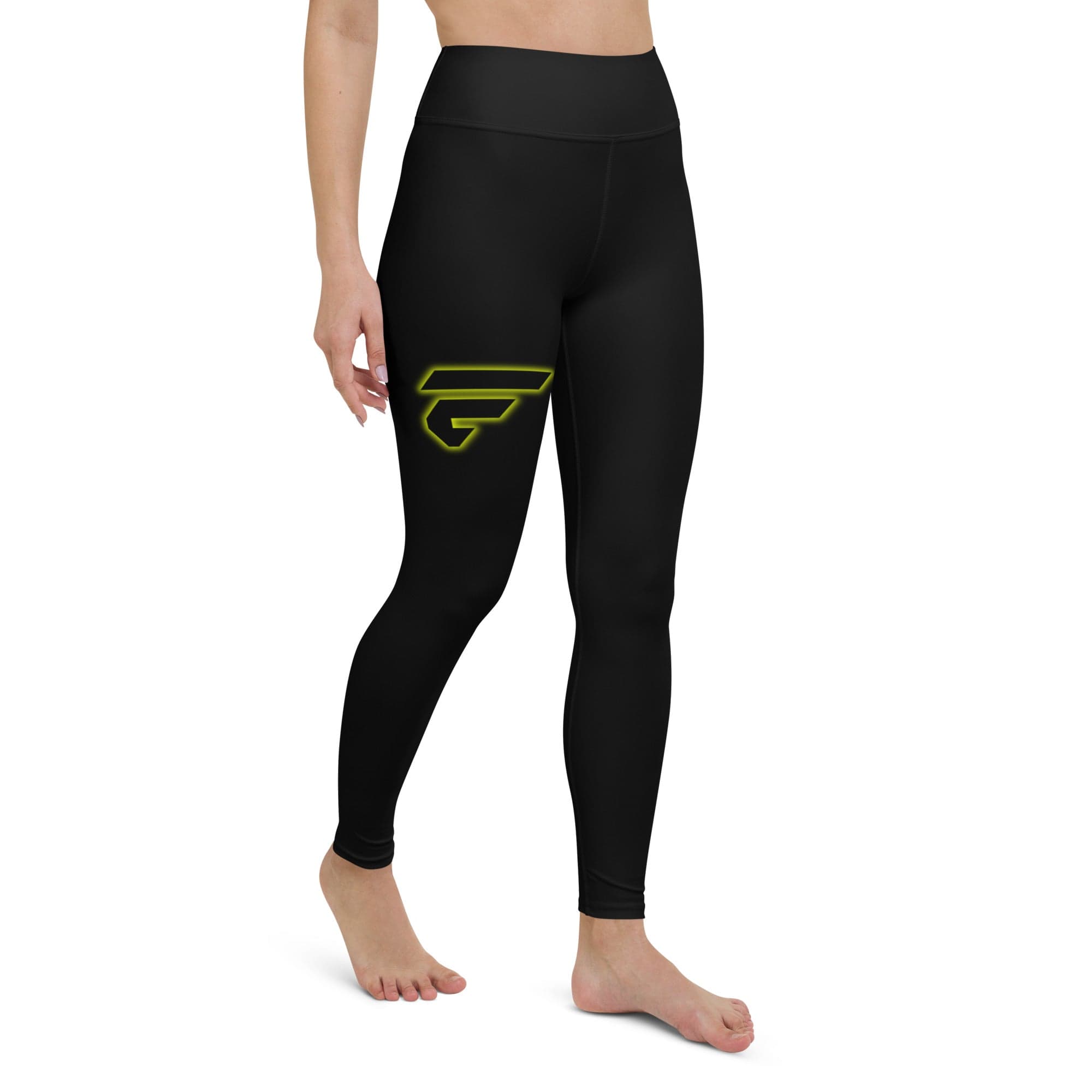 Fire Cornhole Black- Yellow Outline Leggings