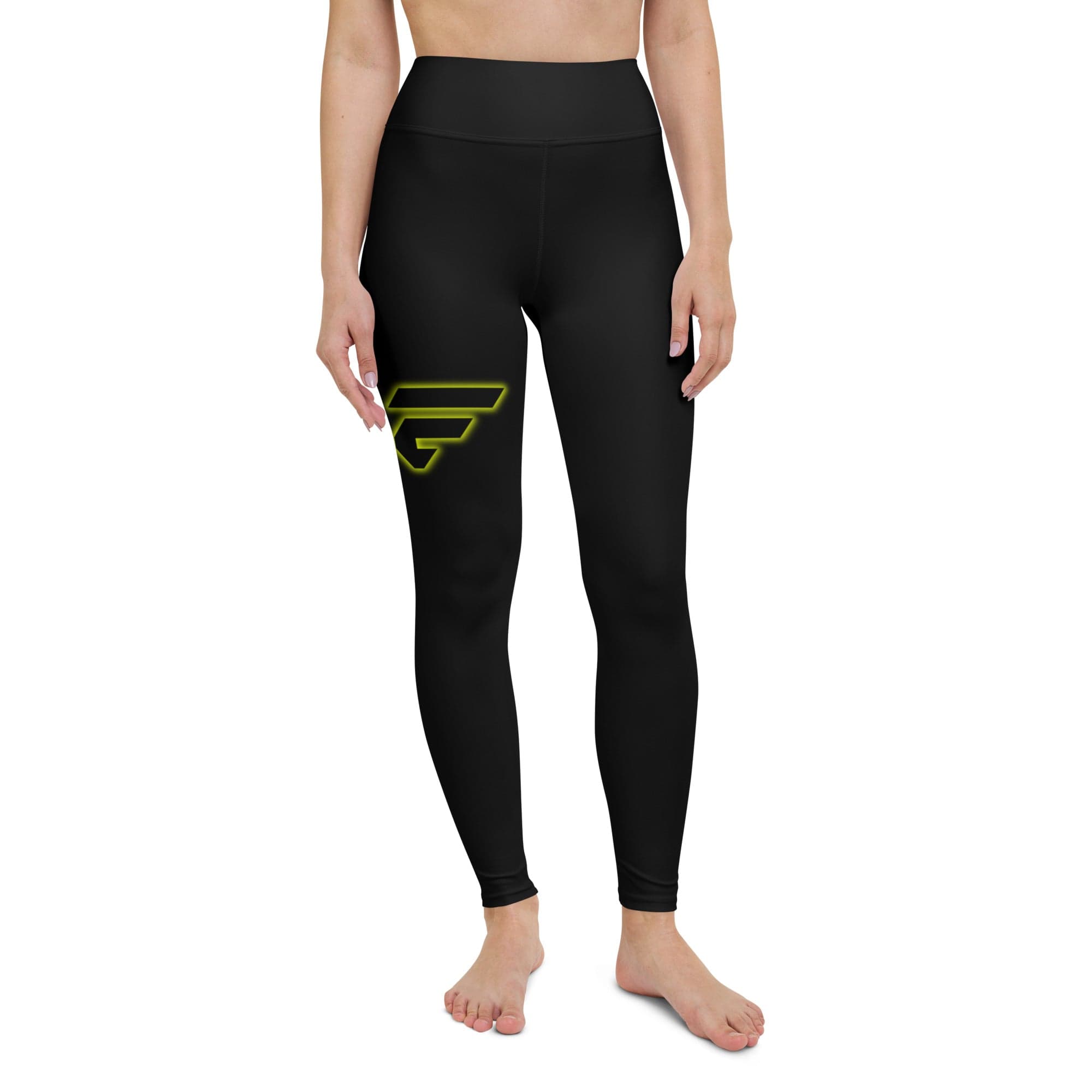 Fire Cornhole Black- Yellow Outline Leggings