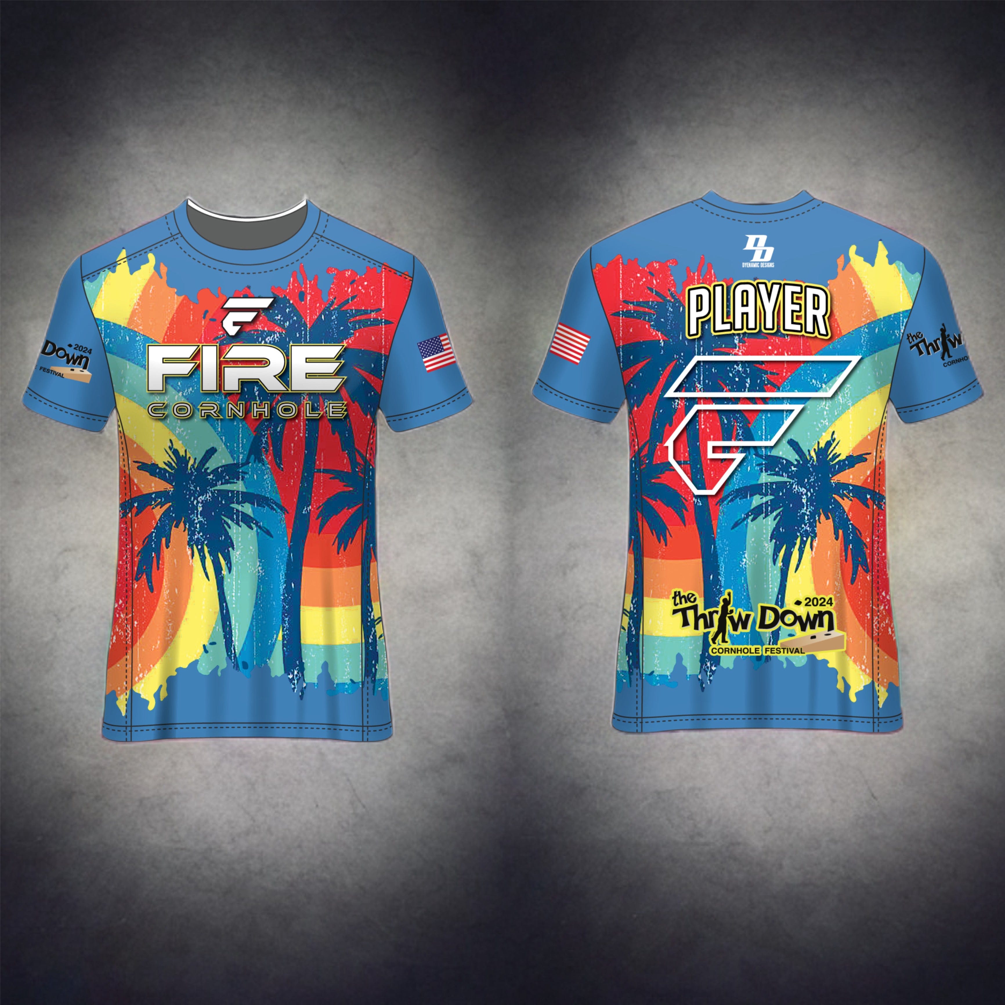 Fire Cornhole Fire Cornhole Throwdown Palms Blue Jersey