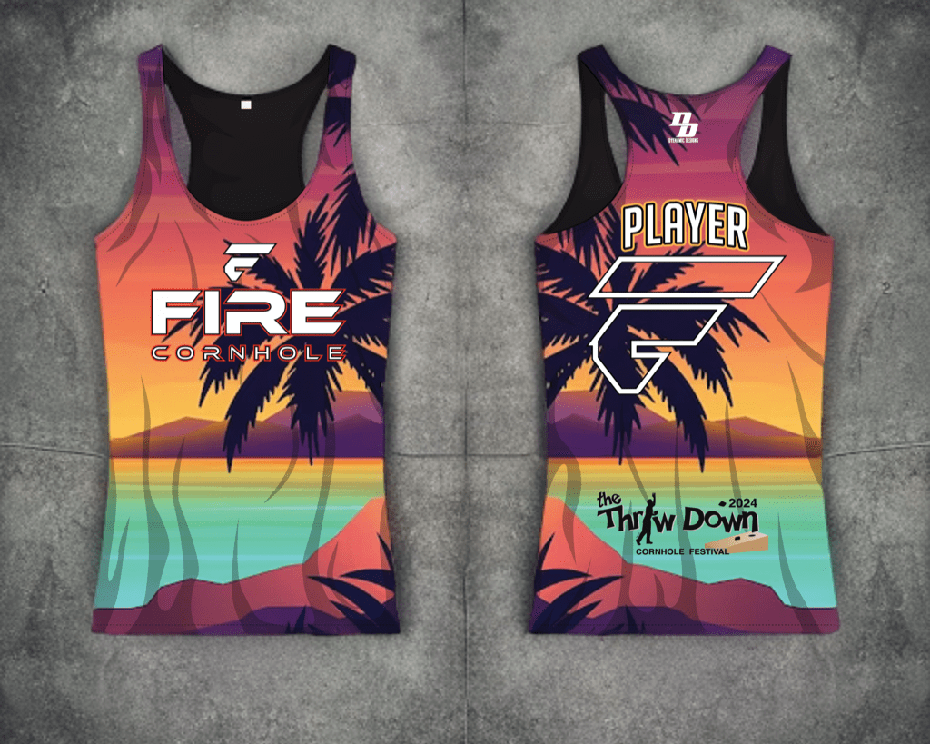 Fire Cornhole Fire Cornhole Throwdown Palms Sunset Tank Jersey