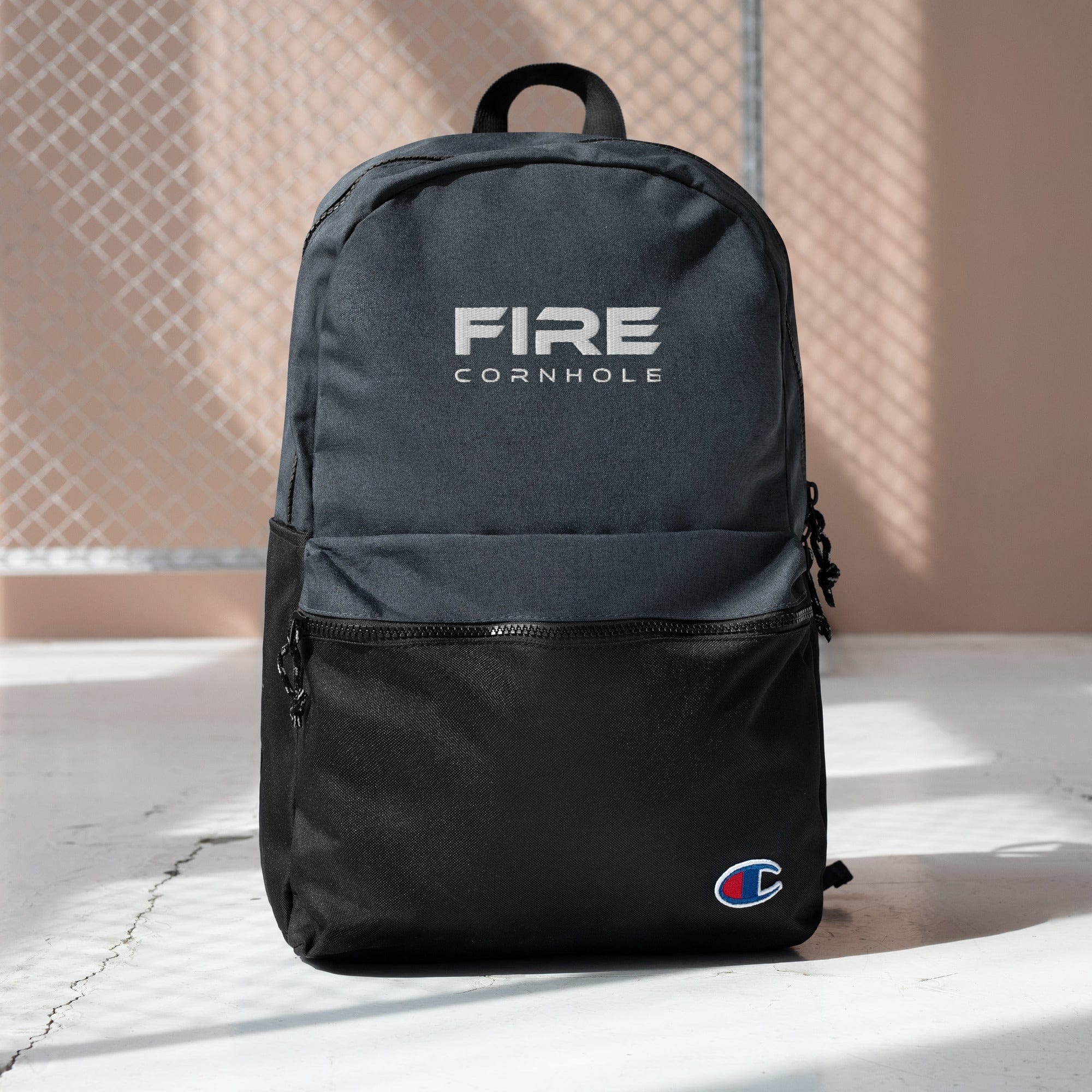 Fire Cornhole Fire Embroidered Champion Backpack