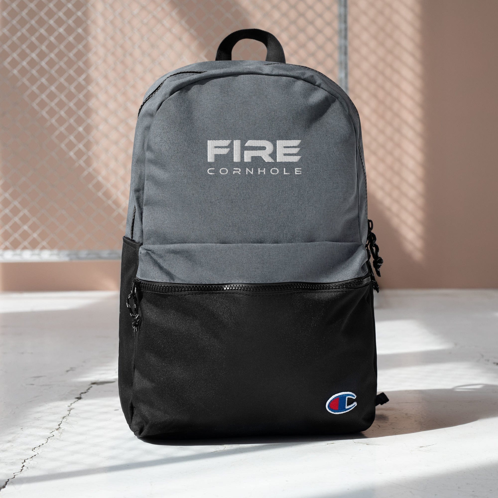 Fire Cornhole Fire Embroidered Champion Backpack