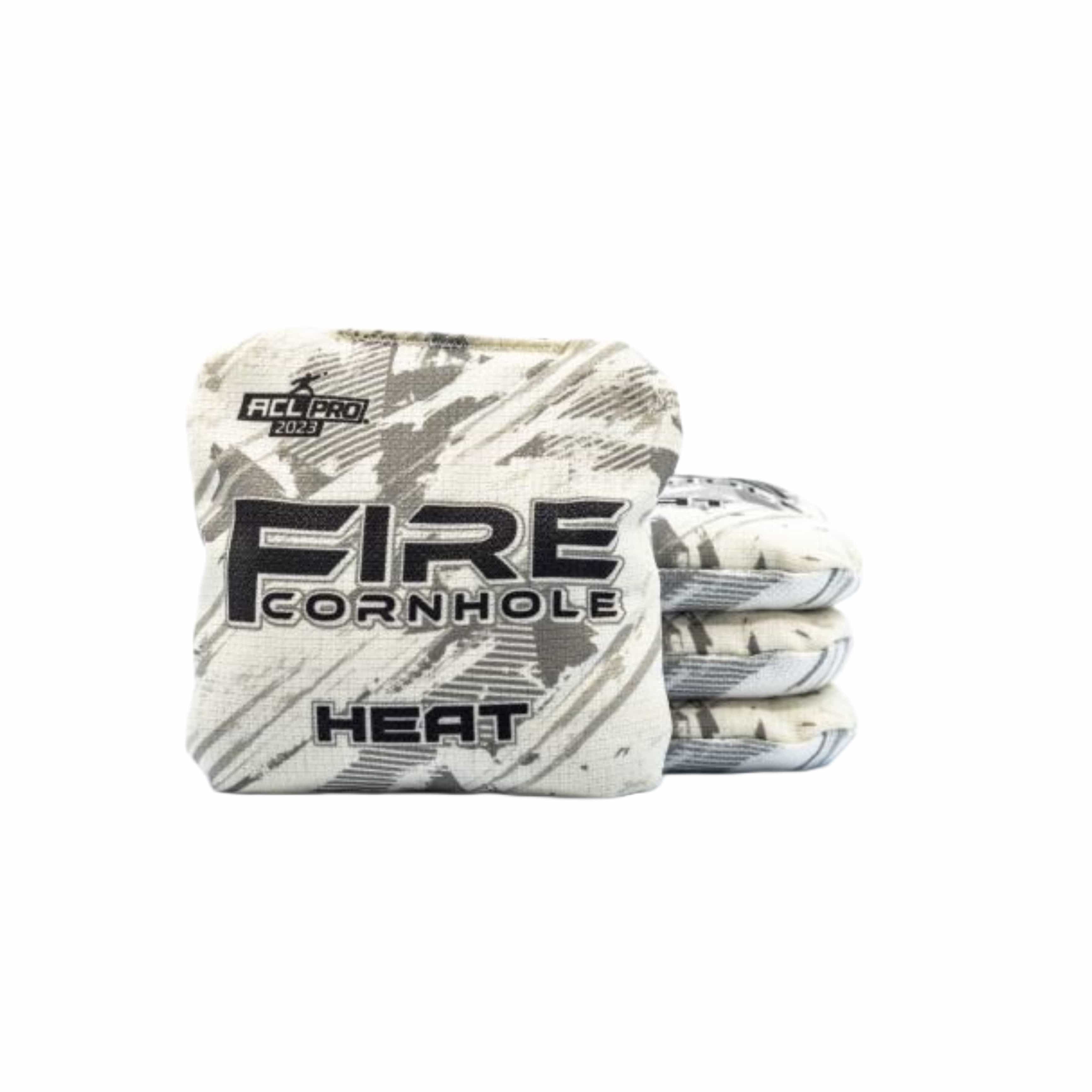 Fire Heat ACL cornhole bags in white