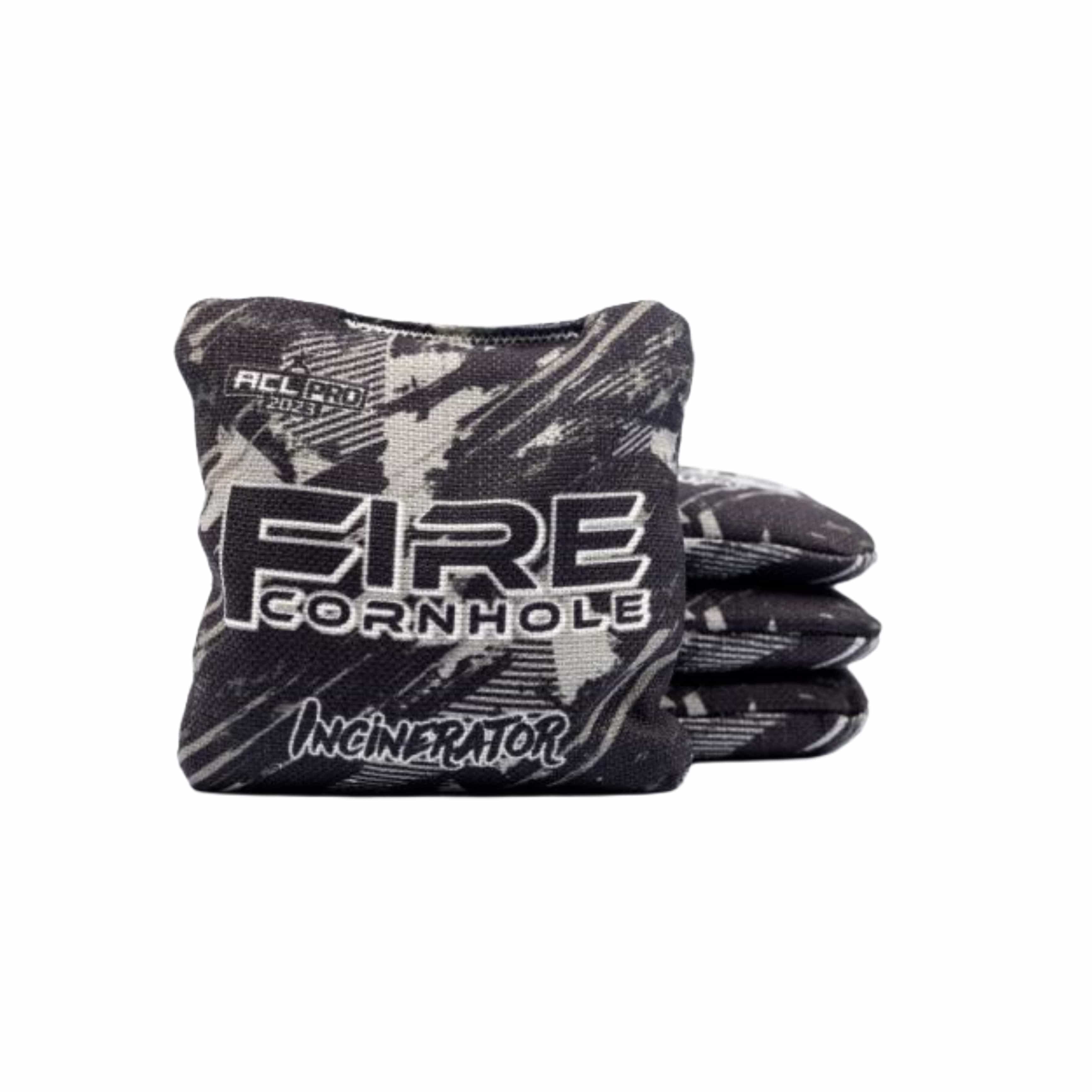 Fire Incinerator ACL cornhole bags in black