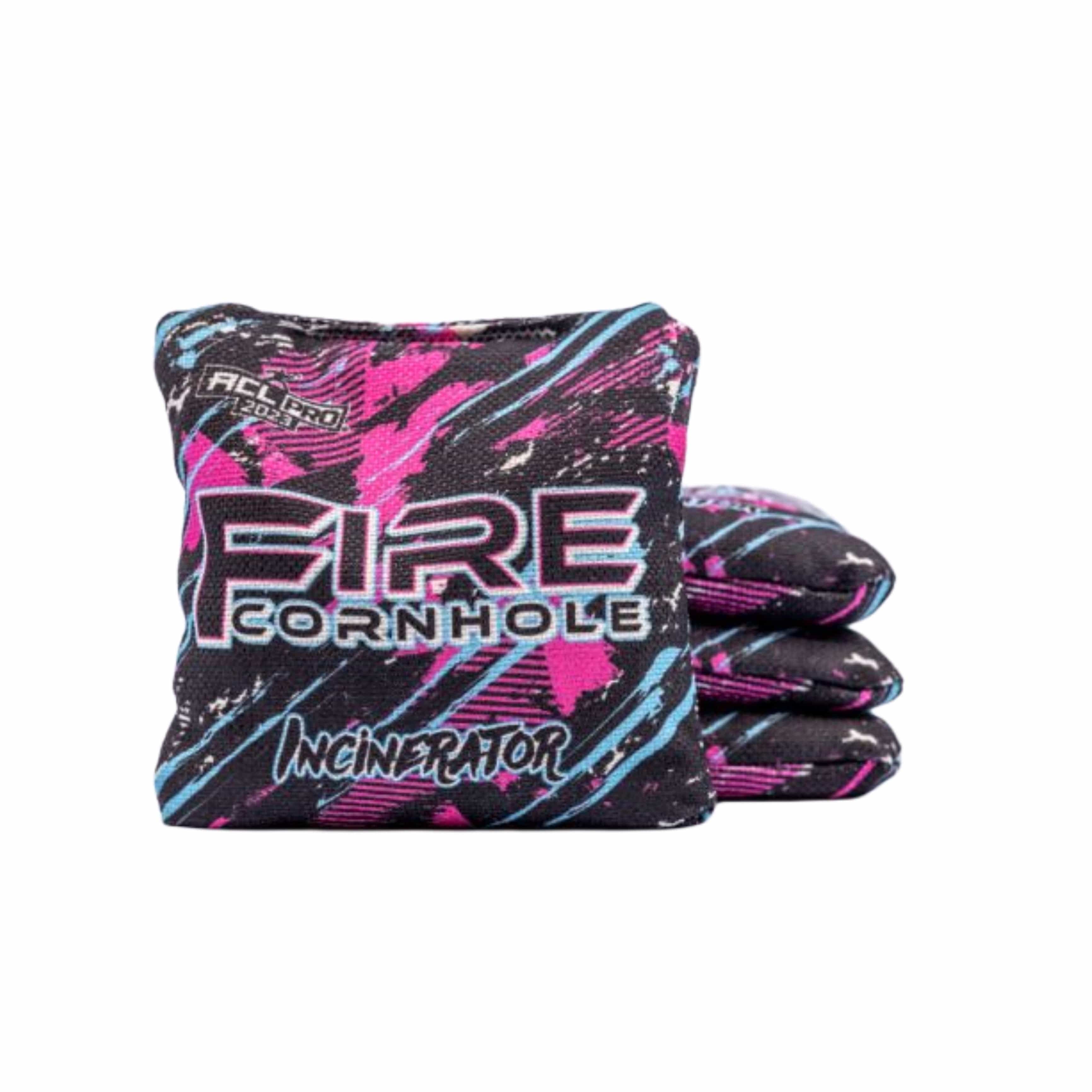 Fire Incinerator ACL cornhole bags in pink