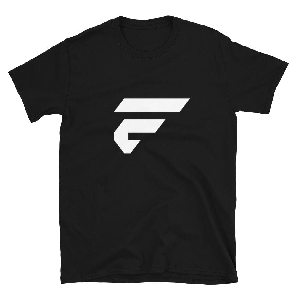 Black unisex cotton T-shirt with Fire Cornhole F logo in white