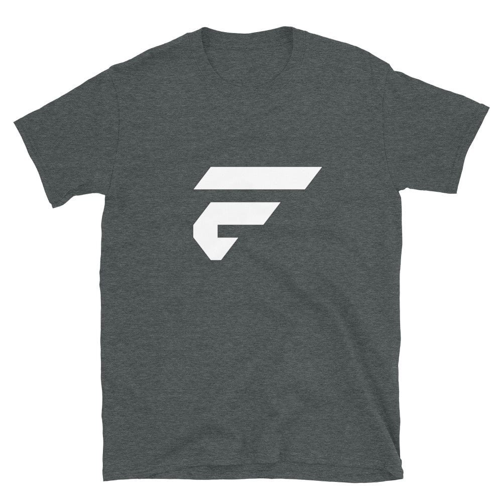 Dark grey unisex cotton T-shirt with Fire Cornhole F logo in white