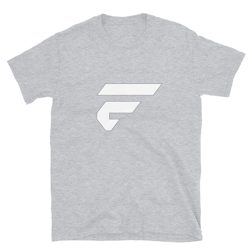 Heathered grey unisex cotton T-shirt with Fire Cornhole F logo in white