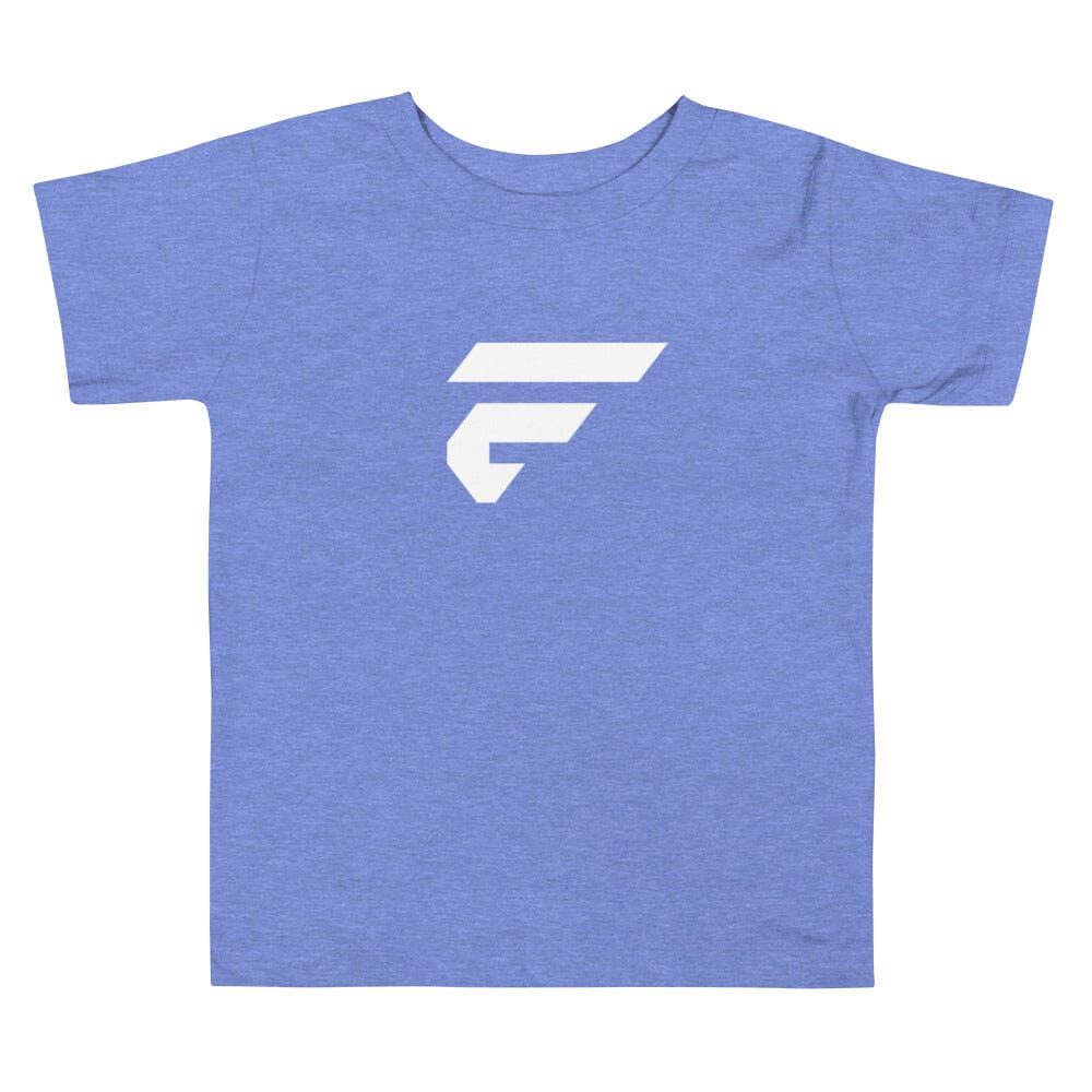 Blue toddler short sleeve tee shirt with Fire Cornhole F logo