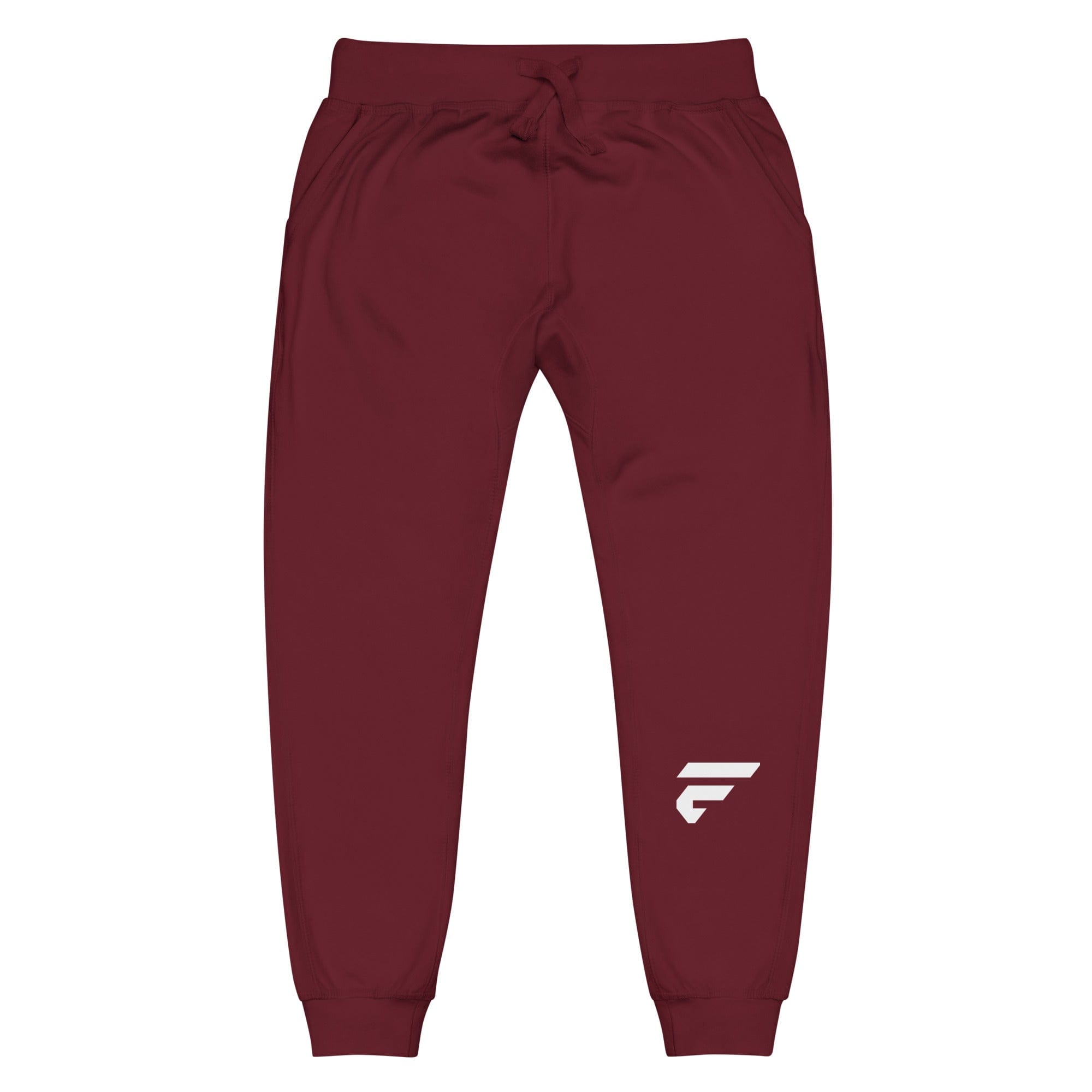 Maroon unisex joggers with Fire Cornhole F logo in white