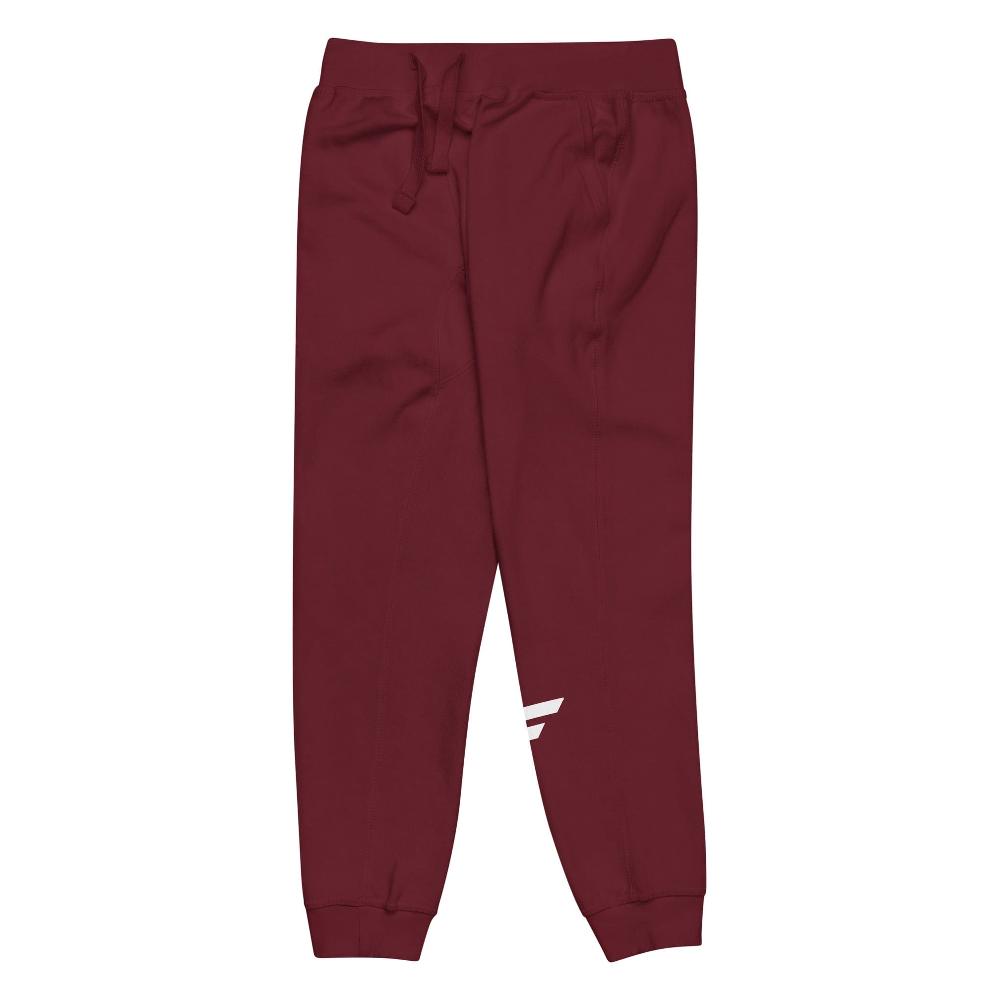 Maroon unisex joggers with Fire Cornhole F logo in white