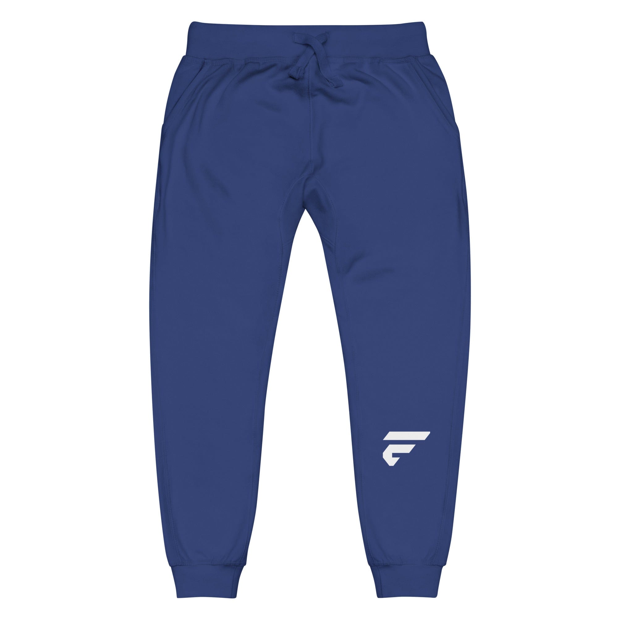 Blue unisex joggers with Fire Cornhole F logo in white