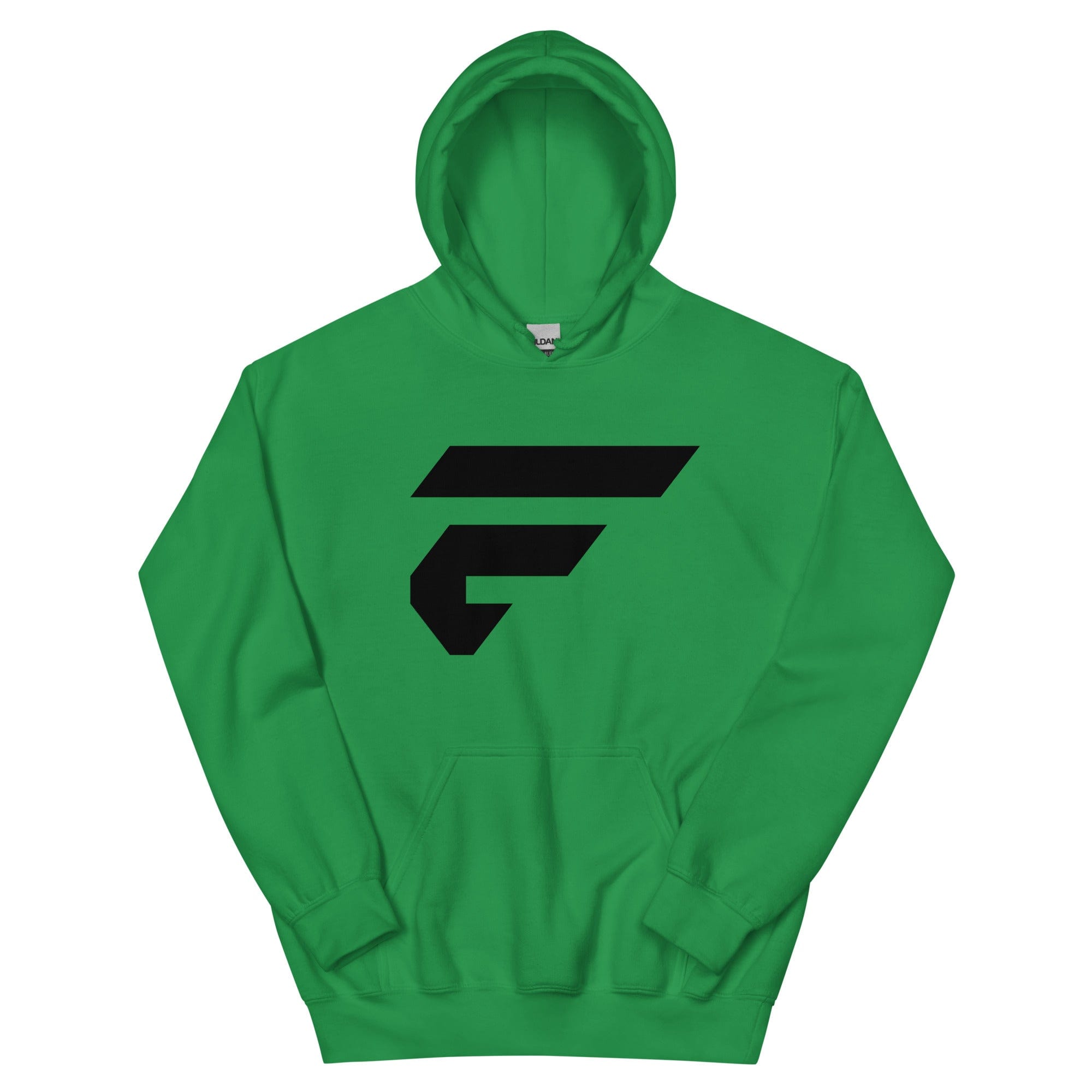 Green unisex cotton hoodie with Fire Cornhole F logo in black