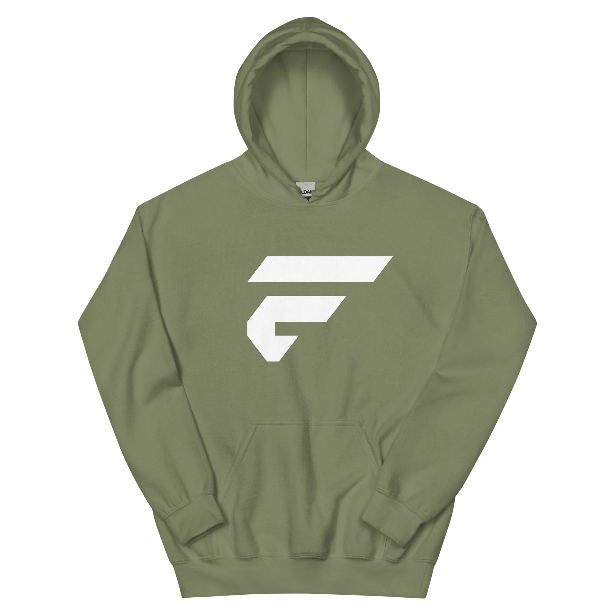 Forest green unisex cotton hoodie with Fire Cornhole F logo in white
