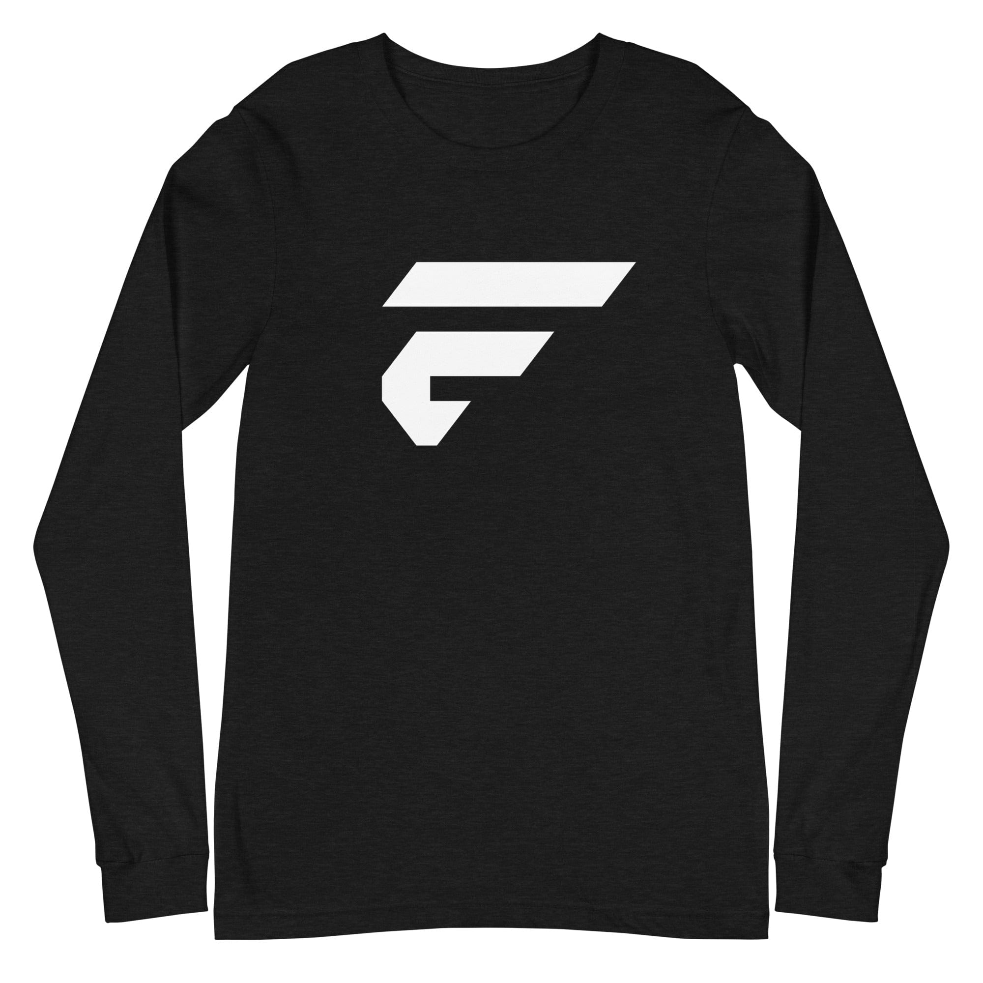 Black unisex cotton longsleeve shirt with Fire Cornhole F logo in white