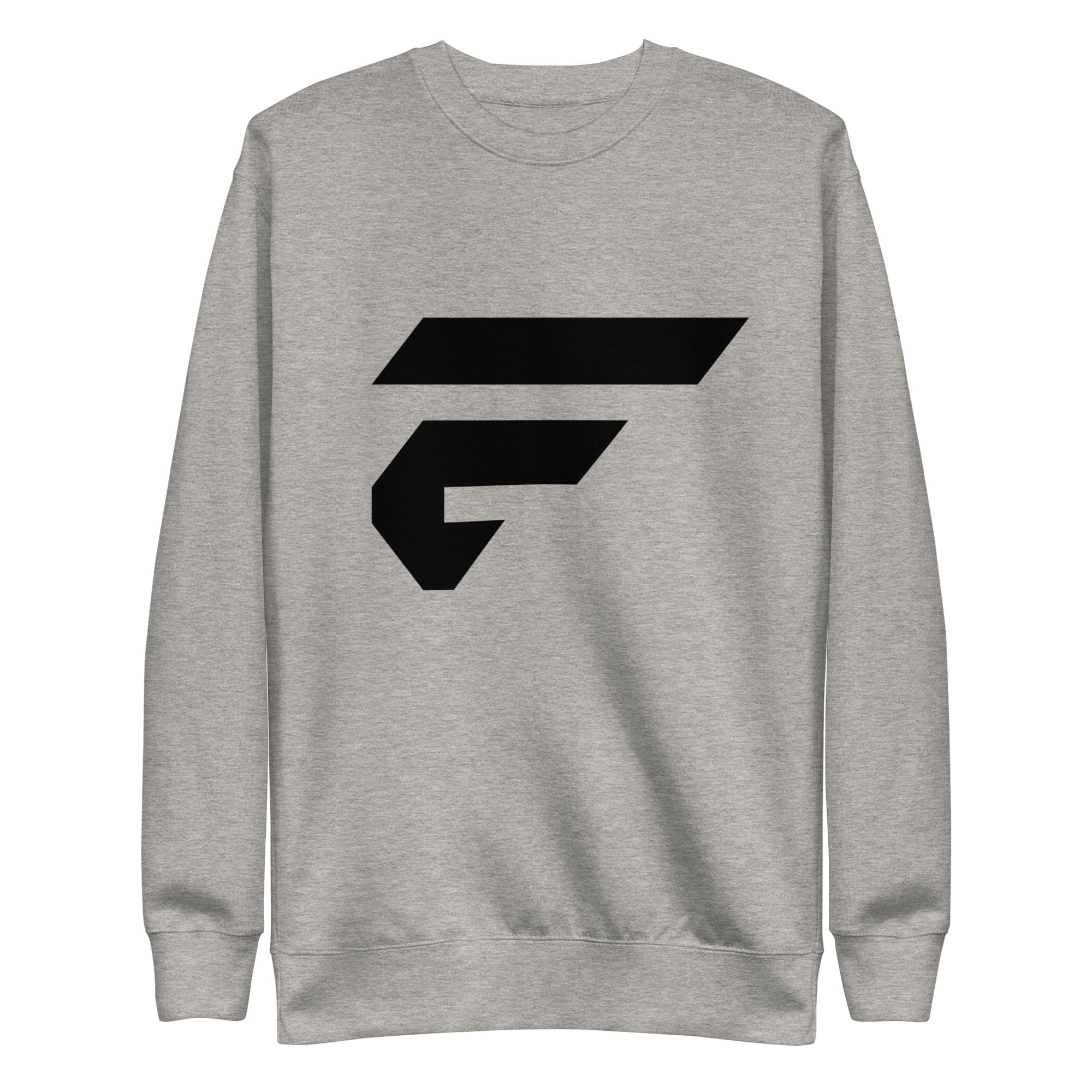 Heathered grey unisex sweatshirt with Fire Cornhole F logo in black