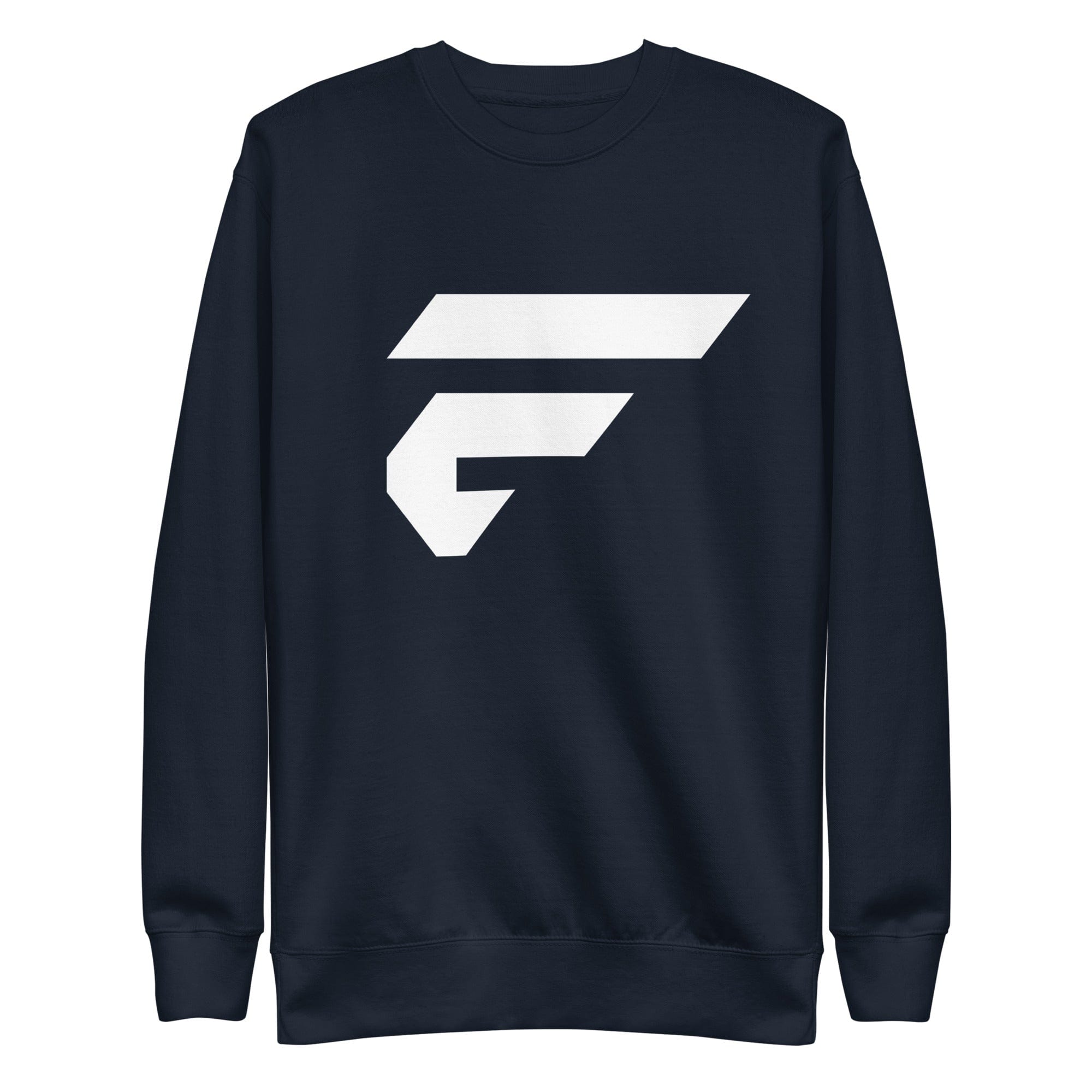 Navy unisex sweatshirt with Fire Cornhole F logo in white