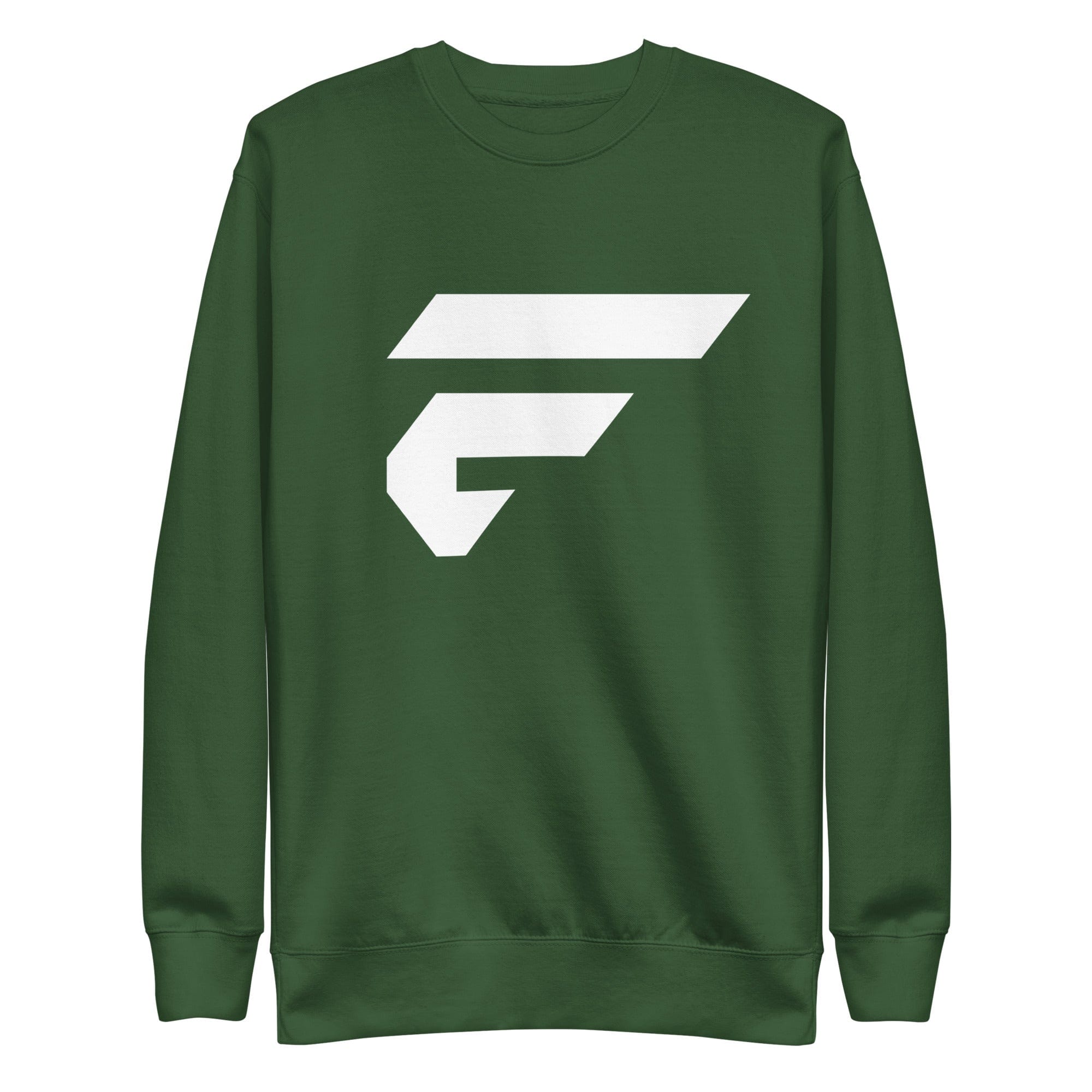 Green unisex sweatshirt with Fire Cornhole F logo in white