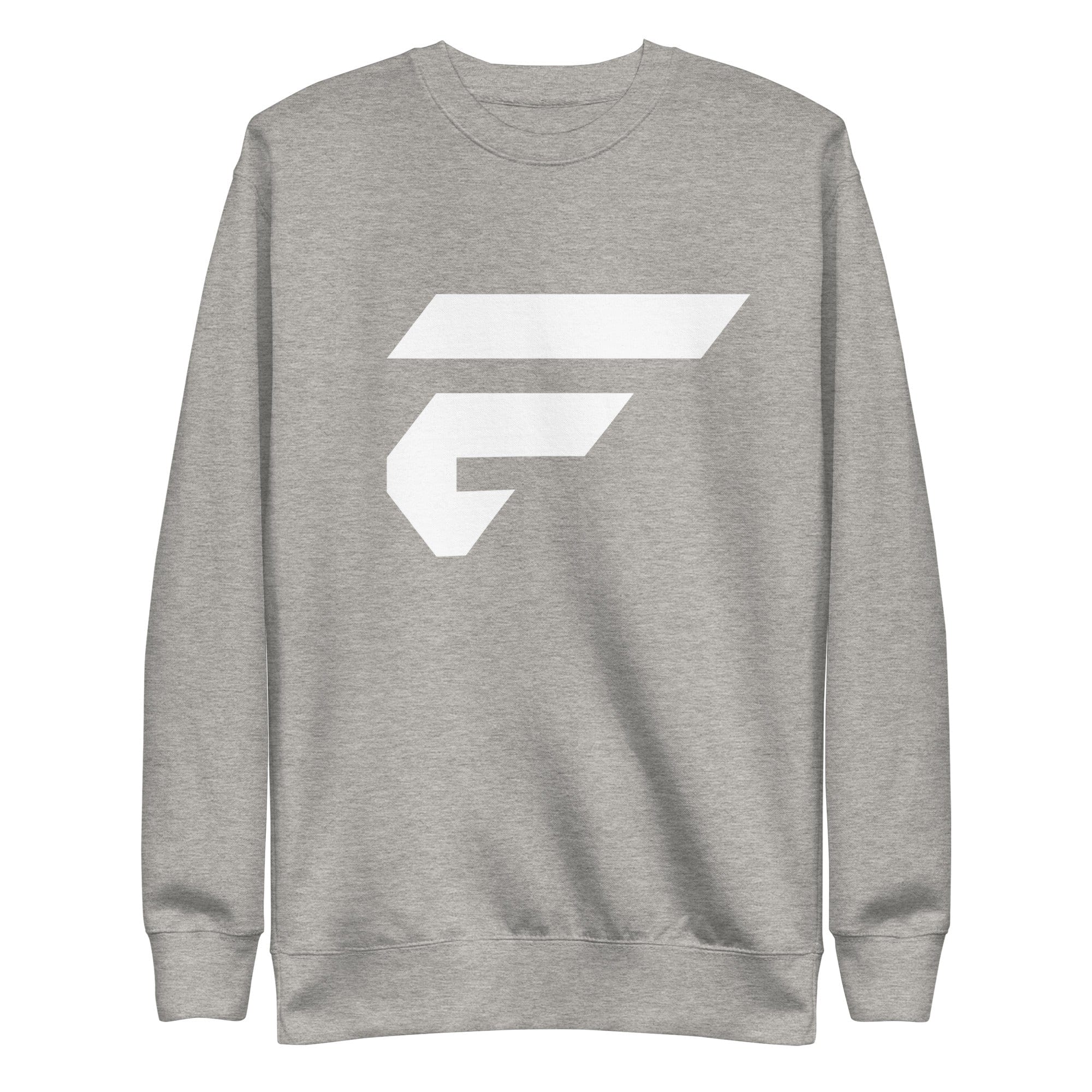 Heathered grey unisex sweatshirt with Fire Cornhole F logo in white